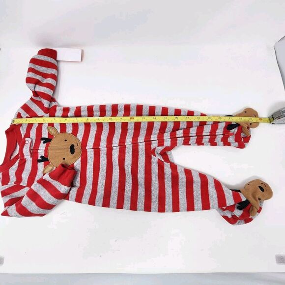 Carter's Just One You 6 Month Unisex Reindeer Striped Fleece Footed Pajama New - Picture 10 of 11